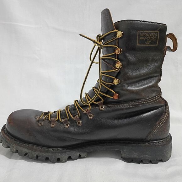 Herman Survivor Vintage 60s Boots Brown Leather Logger Insulated Vibram  9 M main image 8